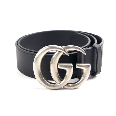 gucci belt black silver buckle